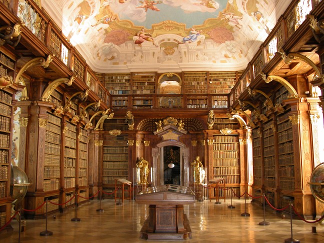 Library at Melk Abbey in Austria